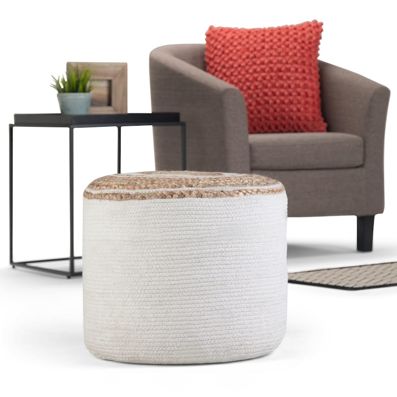 WYNDENHALL Winslet Round Braided Pouf - Natural