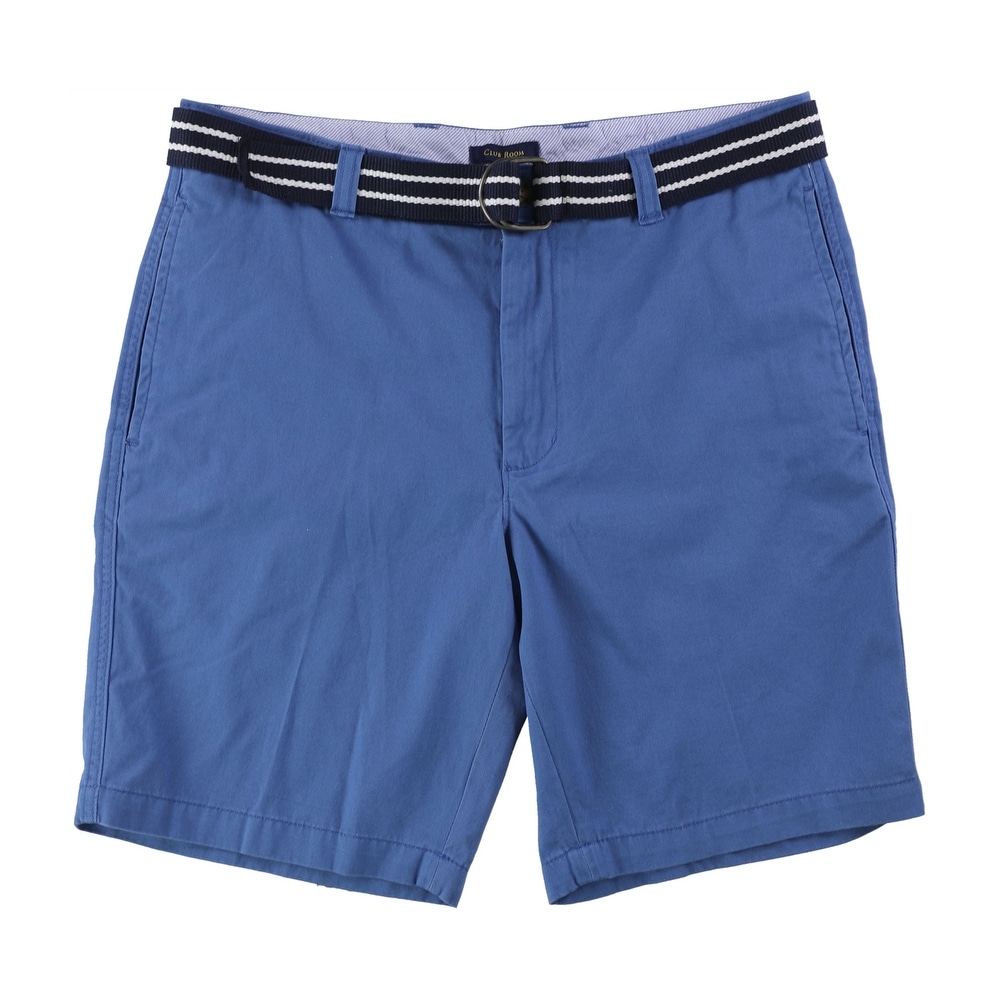 Club Room Mens Flat Front With Belt Casual Chino Shorts