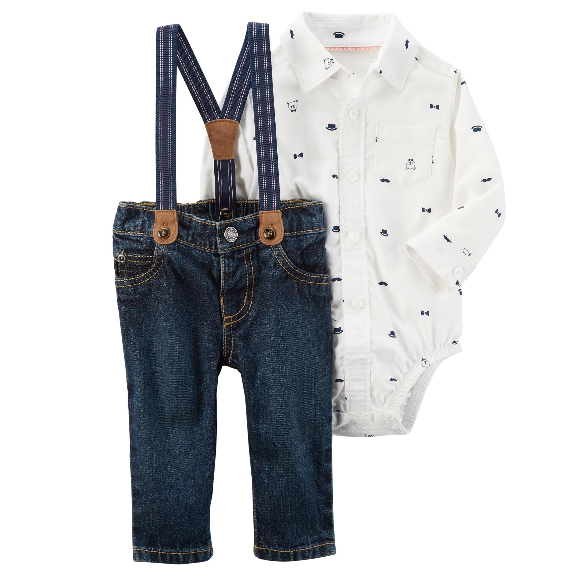 Carter S Baby Boys 2 Piece Dress Me Up Jean Suspender Pant Set 9 Months Overstock 20816255