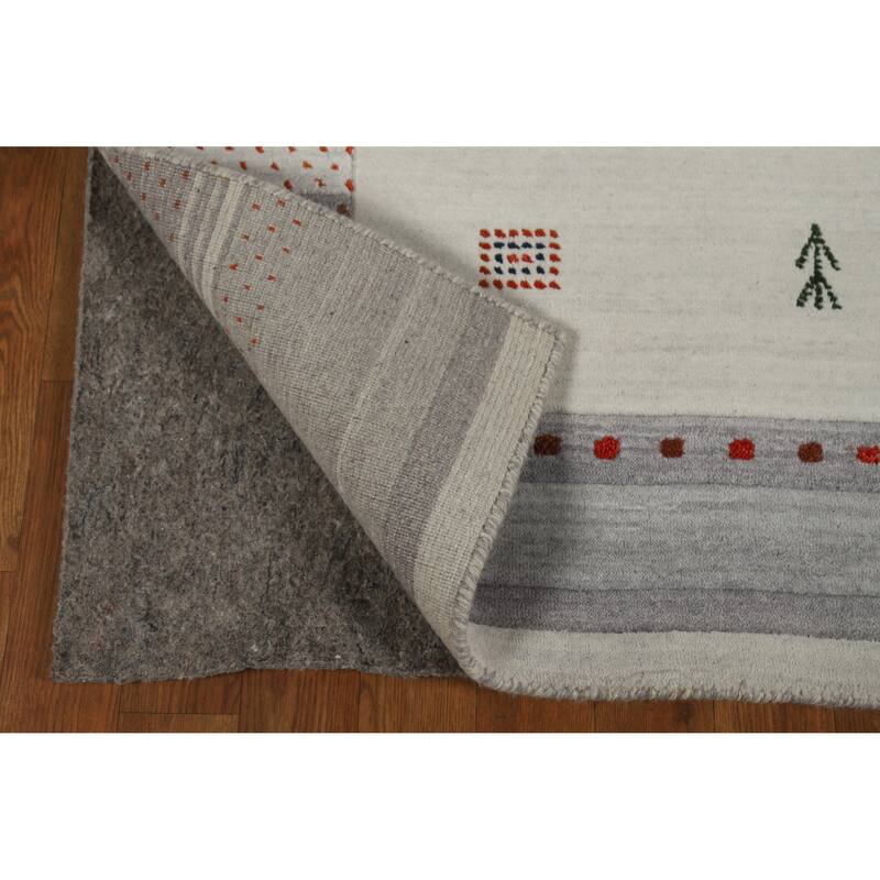 Gabbeh Indian Area Rug Handmade Beige Wool Carpet - 5'4" x 7'7"