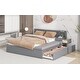 preview thumbnail 4 of 28, Grey Full Size Wood Platform Bed with Storage, Trundle, Side Table, and Lounge