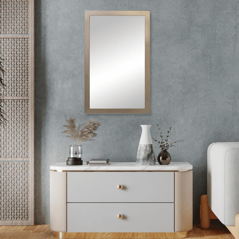 Frame My Mirror Antique Satin Nickel Framed Wall Mirror, Meade Design