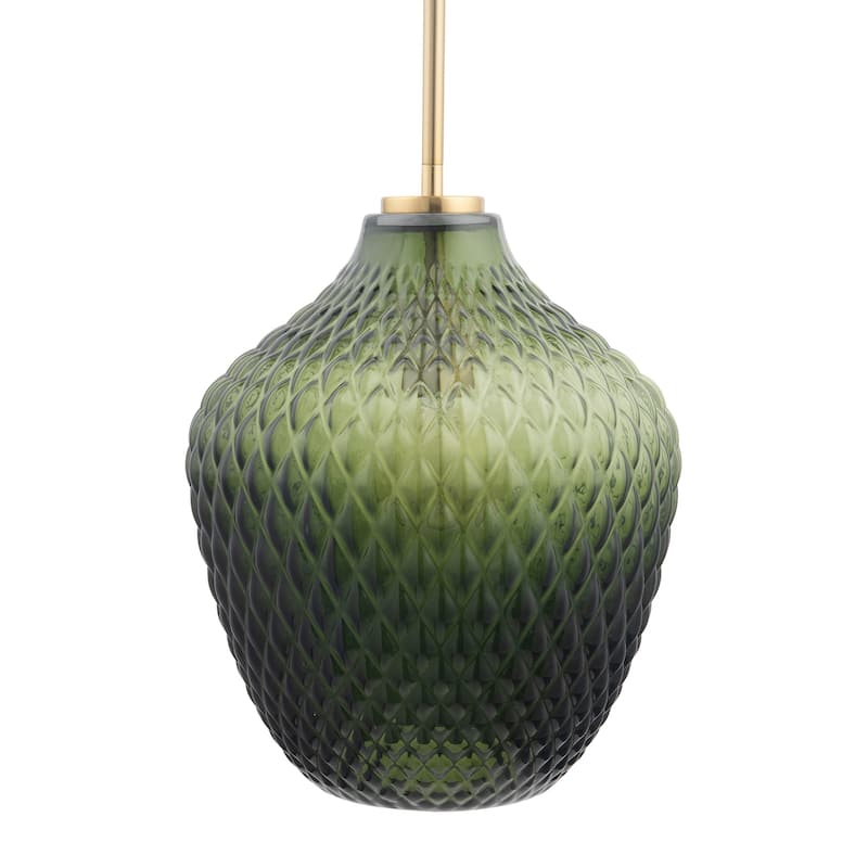 11.4" Unique 1-light Olive Handblown Glass Mini Pendant Light