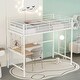 preview thumbnail 4 of 26, Industrial Modern Twin Metal Loft Bed with Desk and Metal Grid, Space-saving, Sturdy Construction & Safety Guaranteed, White