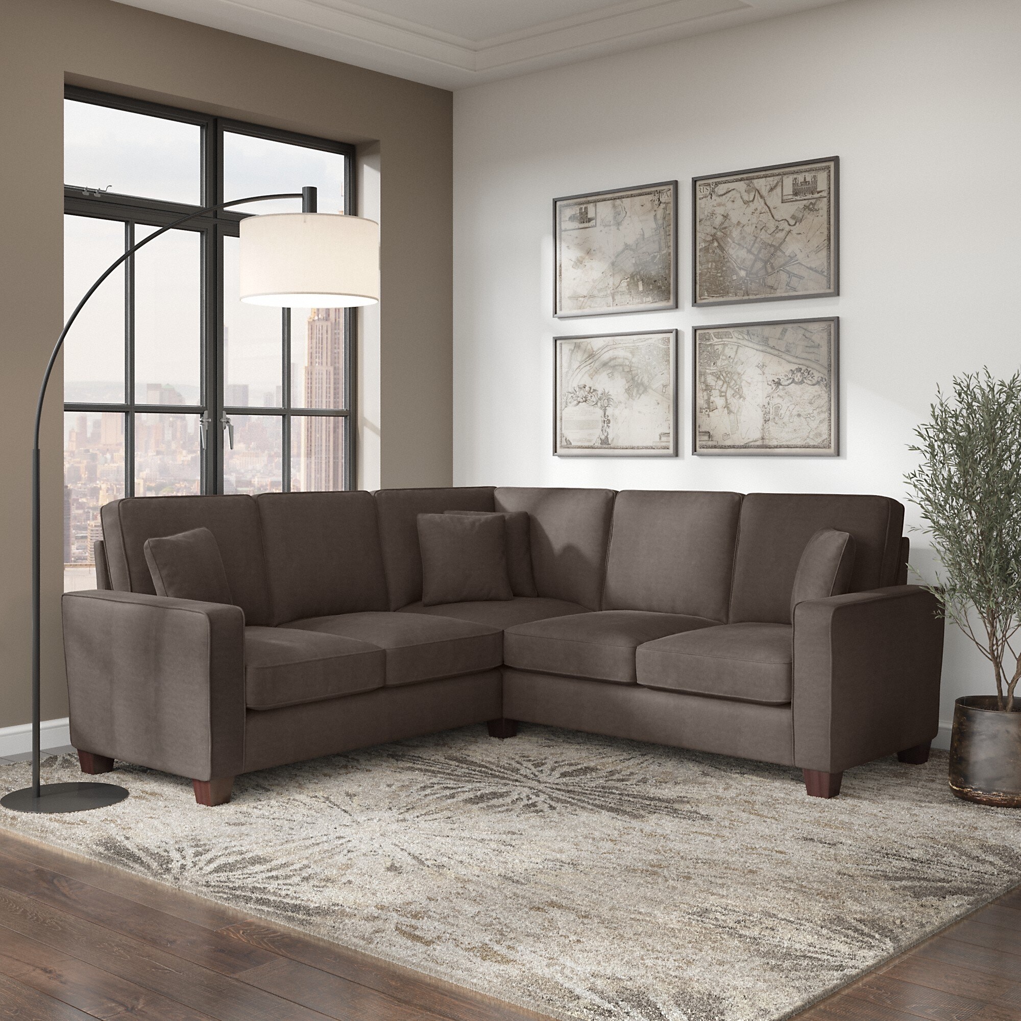 Bush Furniture Stockton 87W L Shaped Sectional Couch by