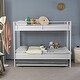 preview thumbnail 2 of 29, Twin Over Twin Bunk Bed with Trundle, Metal Bunk Bed with Two Side Ladder and Guardrails