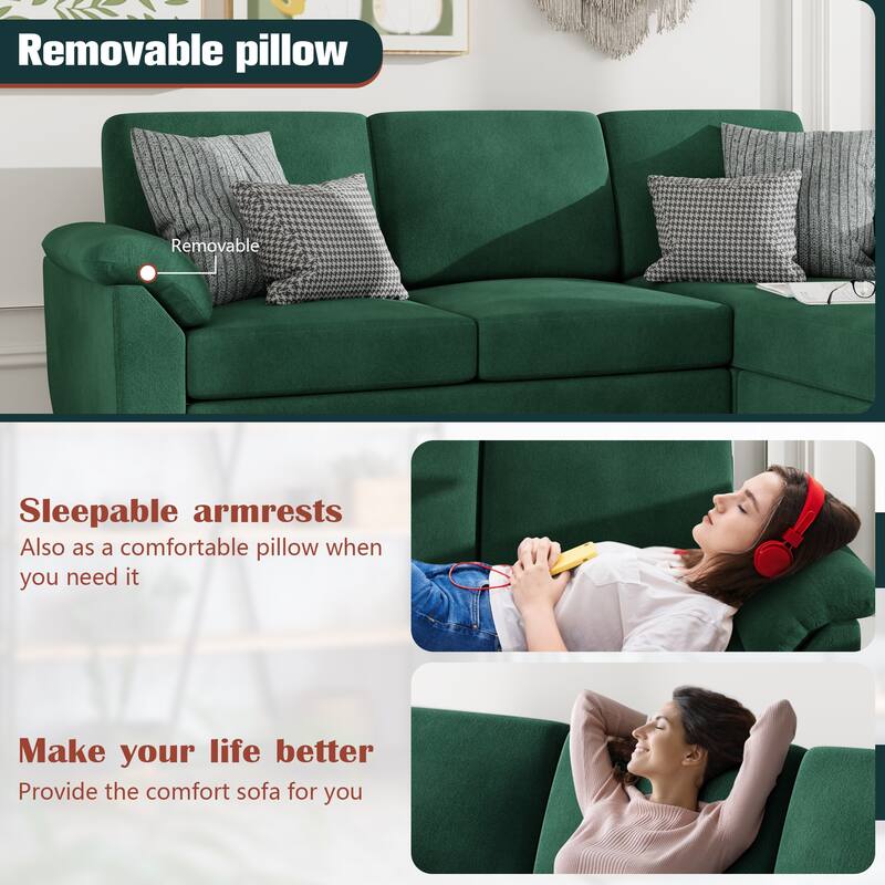 Futzca ​79" Convertible Sectional Sofa Couch, 3 Seat L Shaped