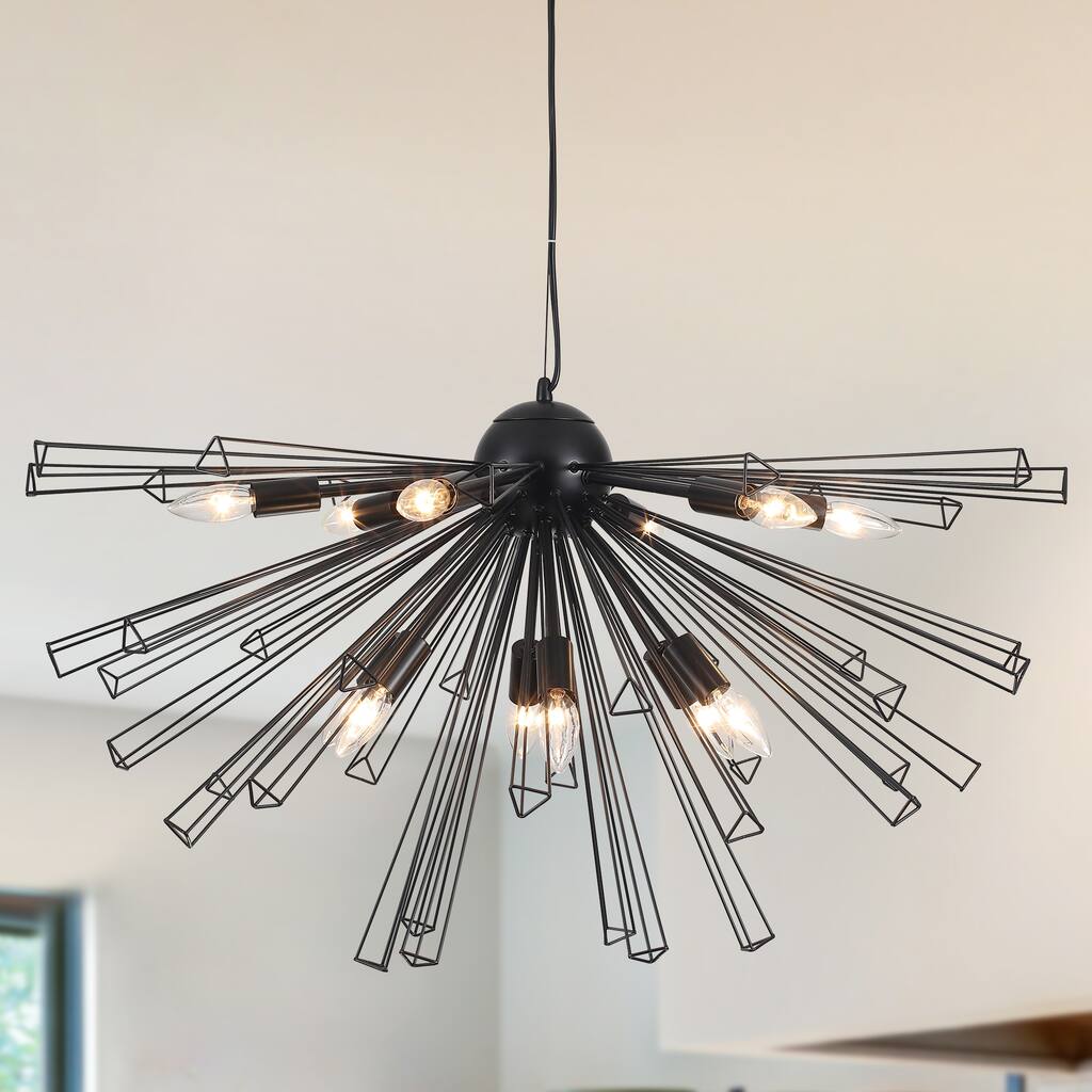 12-Light 34 in. Satellite Candle Chandelier for Living Room Bedroom