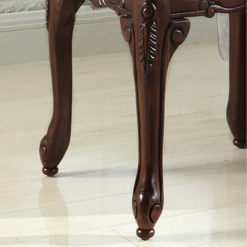 Traditional Ornate Detailing Dark Cherry Finish Wood End Table - Brown