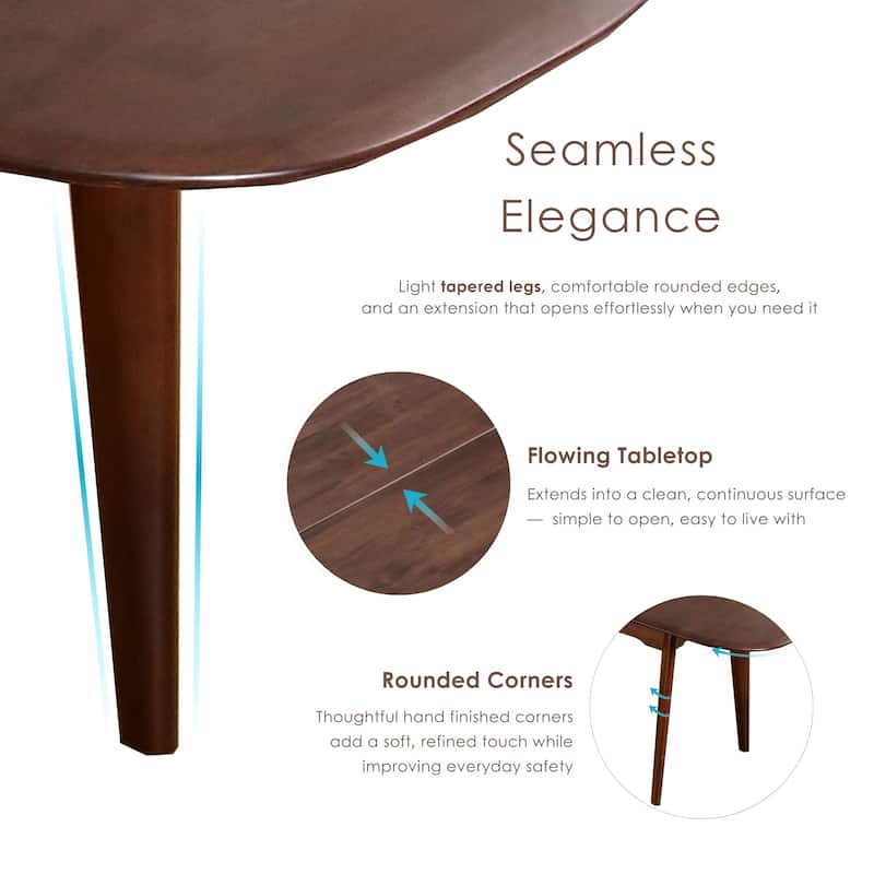 Furniture of America Abigail VII Mid-Century Modern 5-Piece Rich Walnut Solid Wood 79-inch Extendable Dining Set