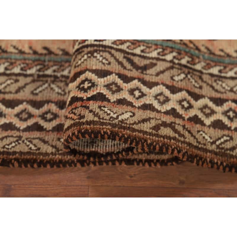 Hamedan Persian Vintage Runner Rug Hand-Knotted Peach Wool Carpet - 3'8" x 9'9"