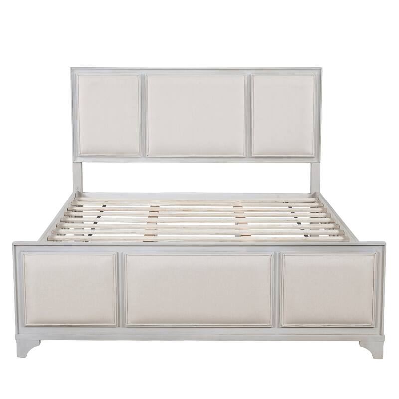 Christopher Knight Home - Hendrix Modern Farmhouse Upholstered Wood Platform Bed with Panel Headboard and Footboard