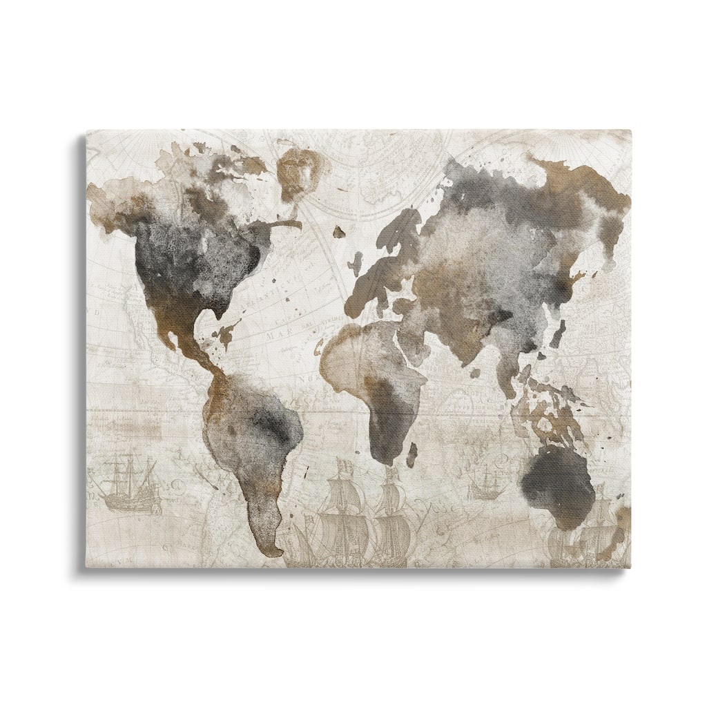 Stupell Vintage Rustic World Map Canvas Wall Art by Conrad Knutsen