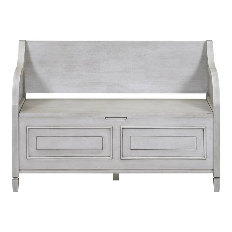 Solid wood Entryway Multifunctional Storage Bench with Safety Hinge