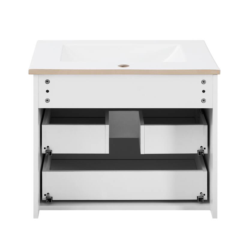 24‘’ Modern Wall Mounted Floating Bathroom Vanity with Ceramic Sink