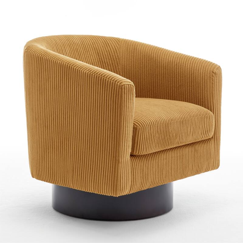 2 Set 360° Swivel Corduroy Accent Chairs Barrel Armchairs