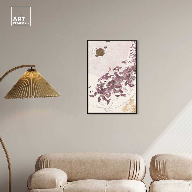 Art Remedy Golden Vineyards Framed Boho Abstract 1 Piece Canvas Wall Art