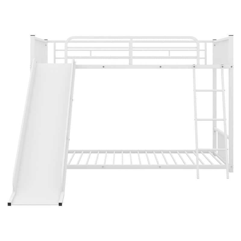 Twin over Twin Size Metal Bunk Bed with Slide