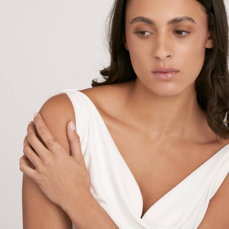 Curata 14K Yellow Gold 15mm Open Safety Pin Wrap Ring