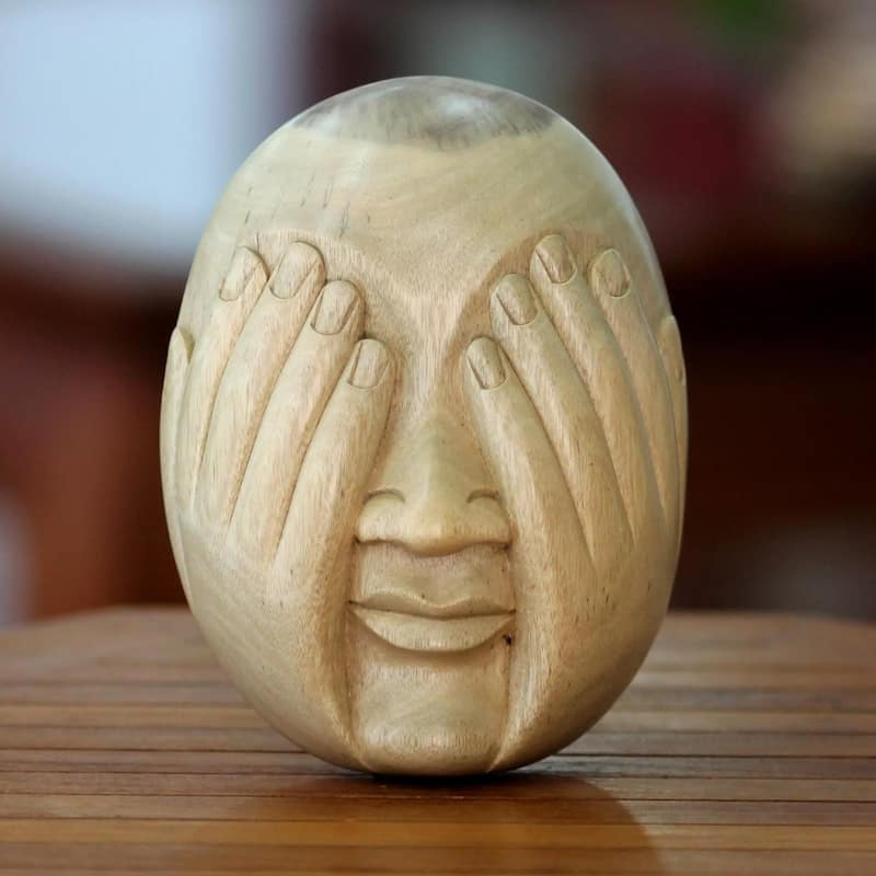 Handmade See No Evil Wood Mask indonesia