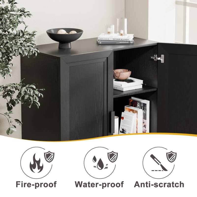 Wooden Accent Cabinet Storage Modern Sideboard Buffet Cabinet with Adjustable Shelf for Living Room Dining Room Entryway