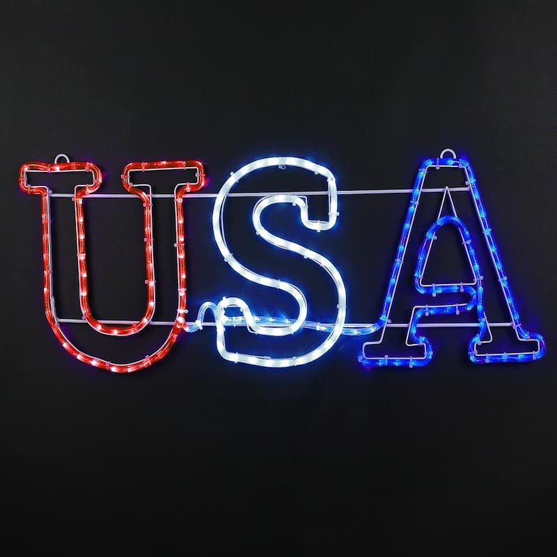 Novelty Lights USA American Flag Rope Light Sculpture, 4th of July Decorations - American Flag