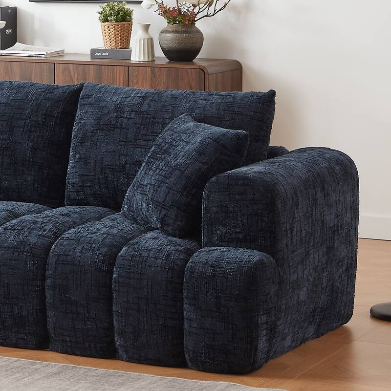 Oversized Chenille Sectional Sofa, Full-Compressed 4 Seater Sofa, Upholstered Sleeper Couch with L-Shape Chaise