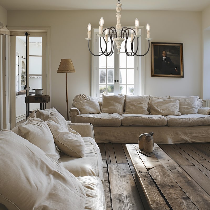 6-Light Farmhouse French Country Chandelier - N/A