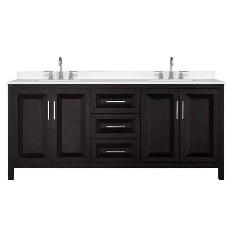 Daria 80-inch Double Vanity, 3 Hole Quartz Top