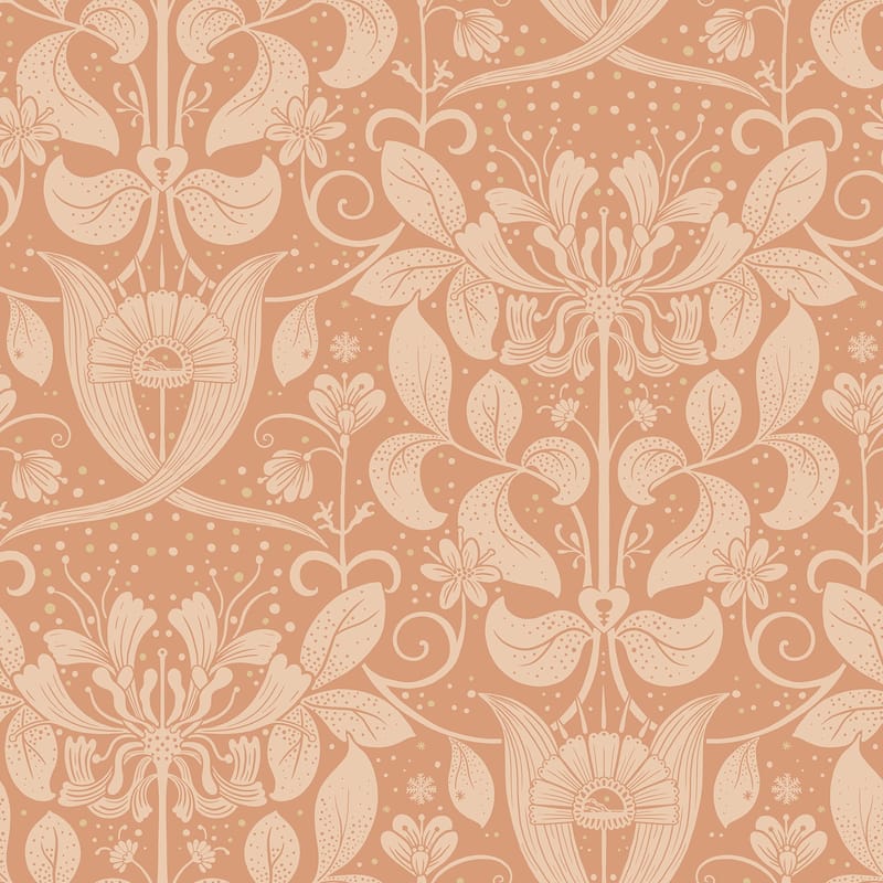 A-Street Prints Berit Coral Floral Crest Wallpaper