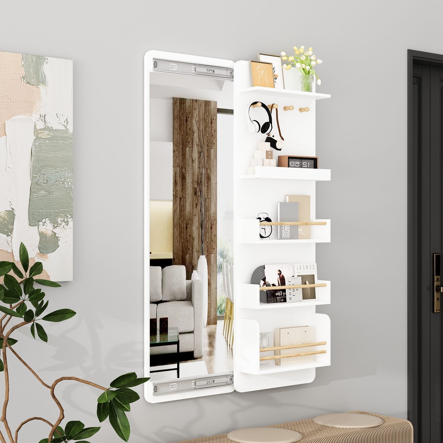 Full length mirror with storage wall mount cheap