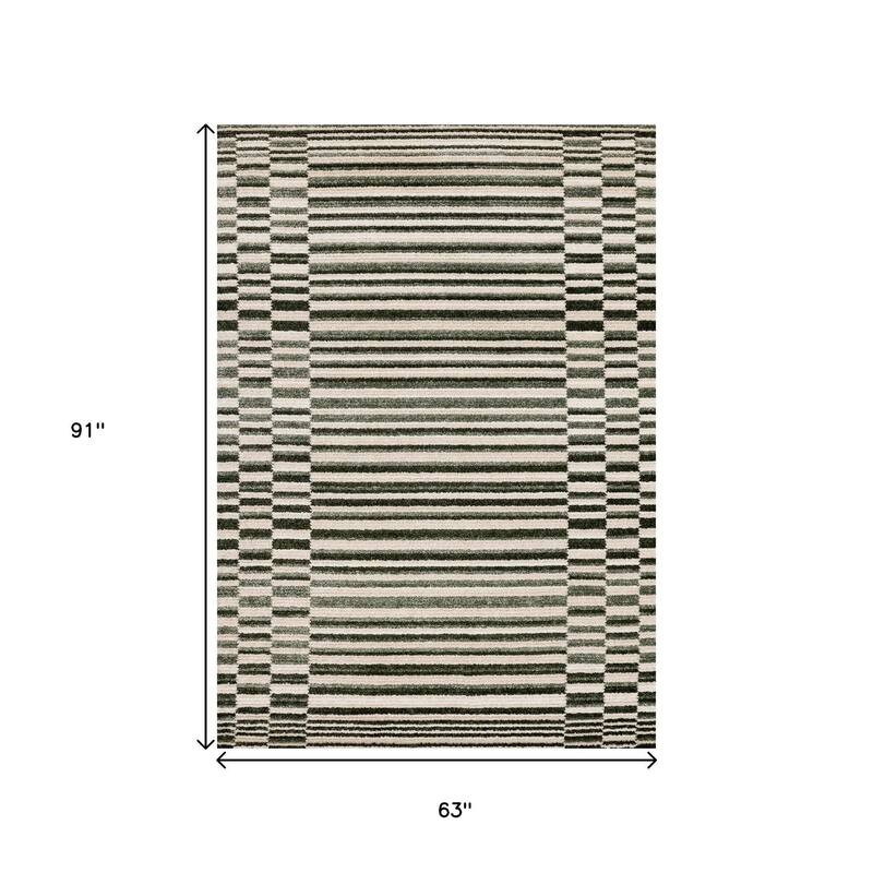 HomeRoots Striped Modern Rectangle Area Rug - 5' X 8'