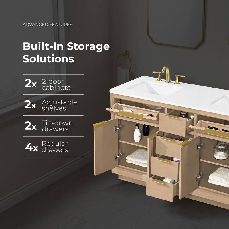 OVE Xander Bathroom Vanity with White Engineered Stone Top