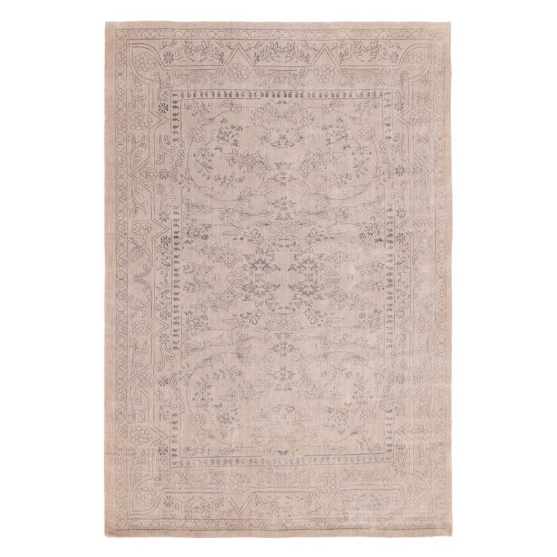 ECARPETGALLERY Hand-knotted Elysian Grey Viscose, Wool Rug - 7'11 x 11'2