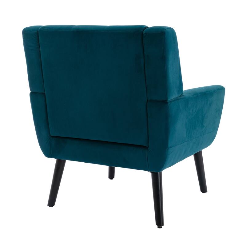 Stylish Upholstered Seating Armchair with Tapered Metal Legs, Teal Single Sofa Chair Accent Chair with Flared Armrests