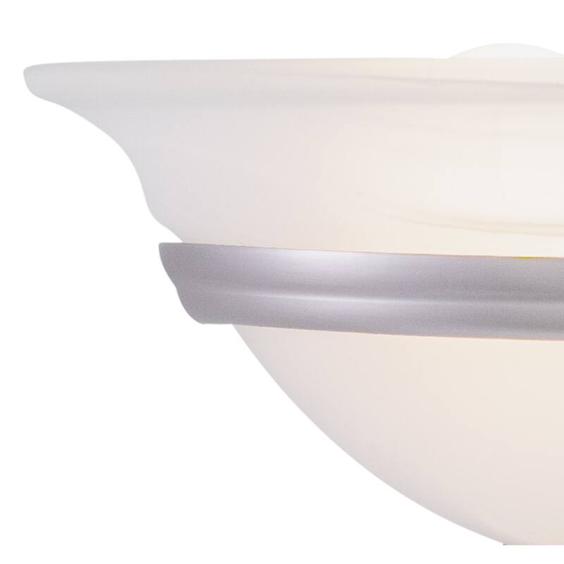 Da Vinci 1 Light Brushed Nickel Half Moon Wall Sconce White Glass - 12-in W x 6-in H x 6.25-in D