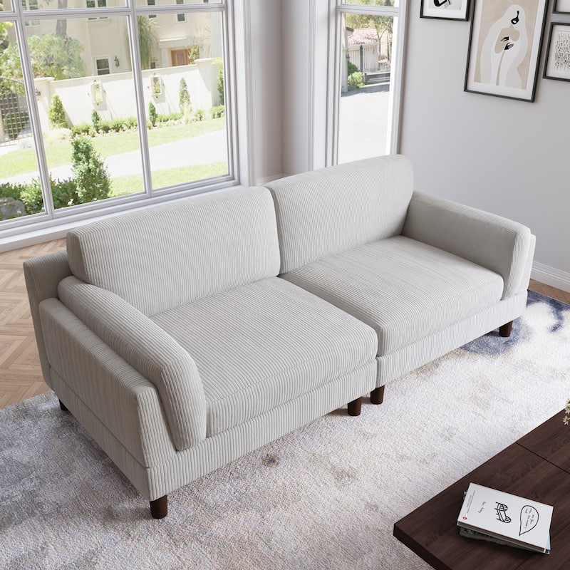 90.2"W Corduroy Upholstered 2 Seater Living Room Sofa
