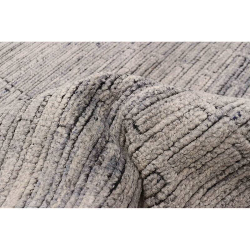 ECARPETGALLERY Hand-knotted Tangier Grey Wool Rug - 5'3 x 7'10