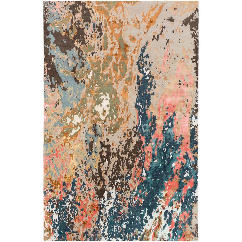 Hand-Knotted Heywood Abstract Viscose Area Rug - 2' x 3' - 2' x 3'