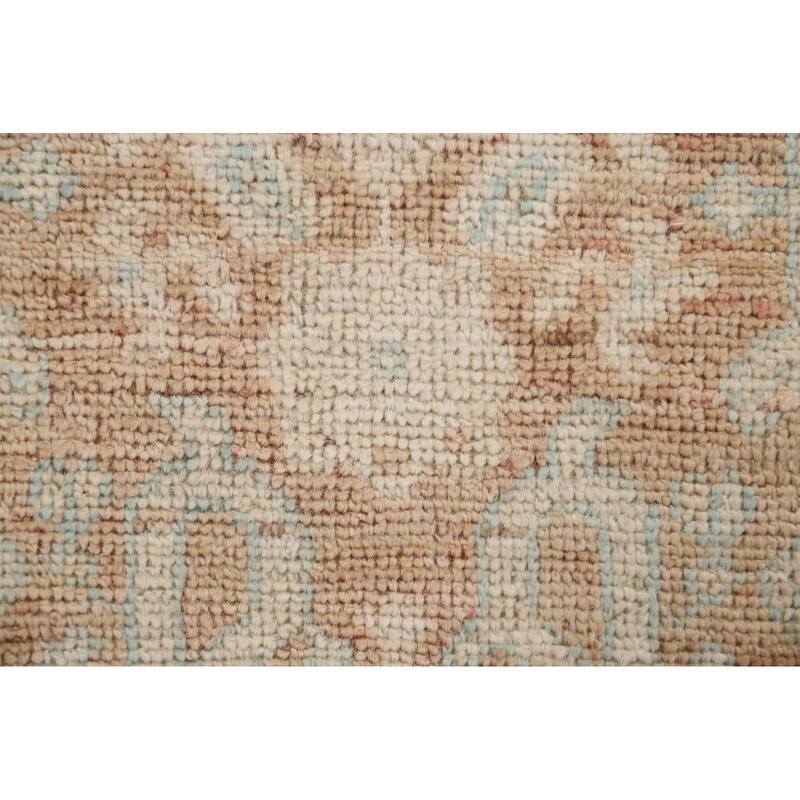 Hand Knotted Oriental 100% Wool Carpet Transitional Geometric Oranges & Rust Oushak Area Rug - 3' 10'' X 1' 11''