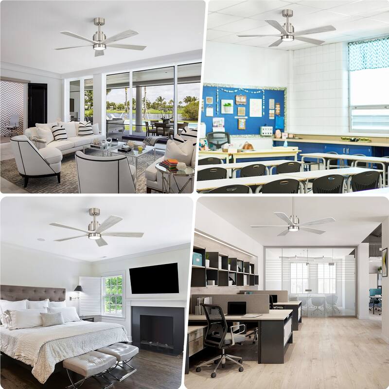 Sofucor 52 Inch Ceiling Fan with Light,6-Speed Quiet Remote Control,Dimmable LED,for Living Room, Bedroom and other Indoor