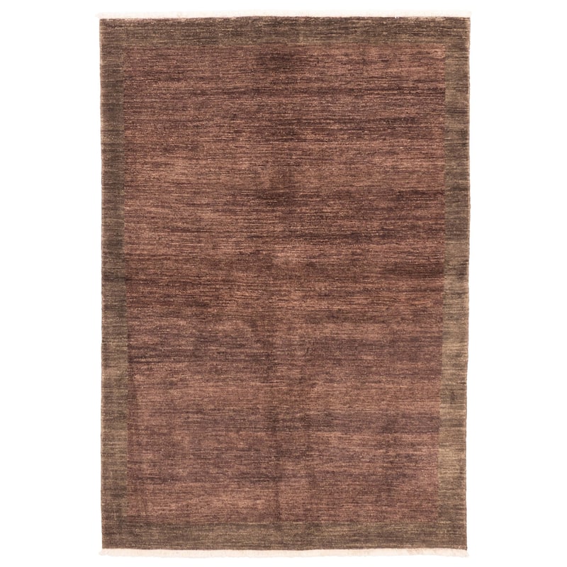 ECARPETGALLERY Hand-knotted Peshawar Ziegler Dark Brown Wool Rug - 5'7 x 8'1