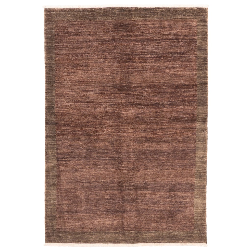 ECARPETGALLERY Hand-knotted Peshawar Ziegler Dark Brown Wool Rug - 5'7 x 8'1