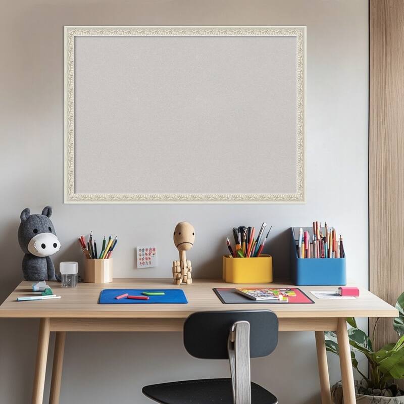 Bethany Silver Wood Framed Cork Board - Bulletin Board, Organization Board, Pin Board