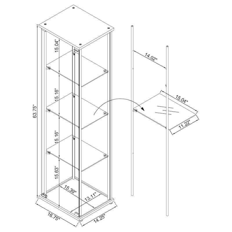 Bellatrix 3-shelf Clear Glass Curio Cabinet