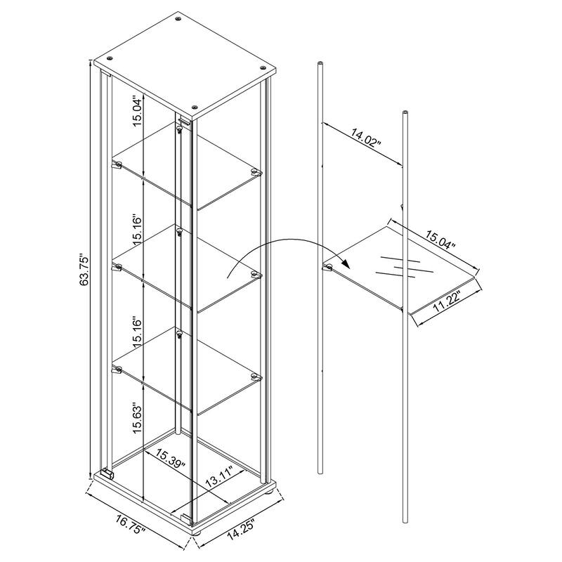 Bellatrix 4-shelf Clear Glass Curio Cabinet