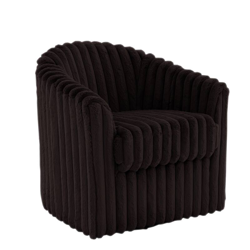 2 Set Modern 49" Upholstered Plush Corduroy Swivel Barrel Accent Chair