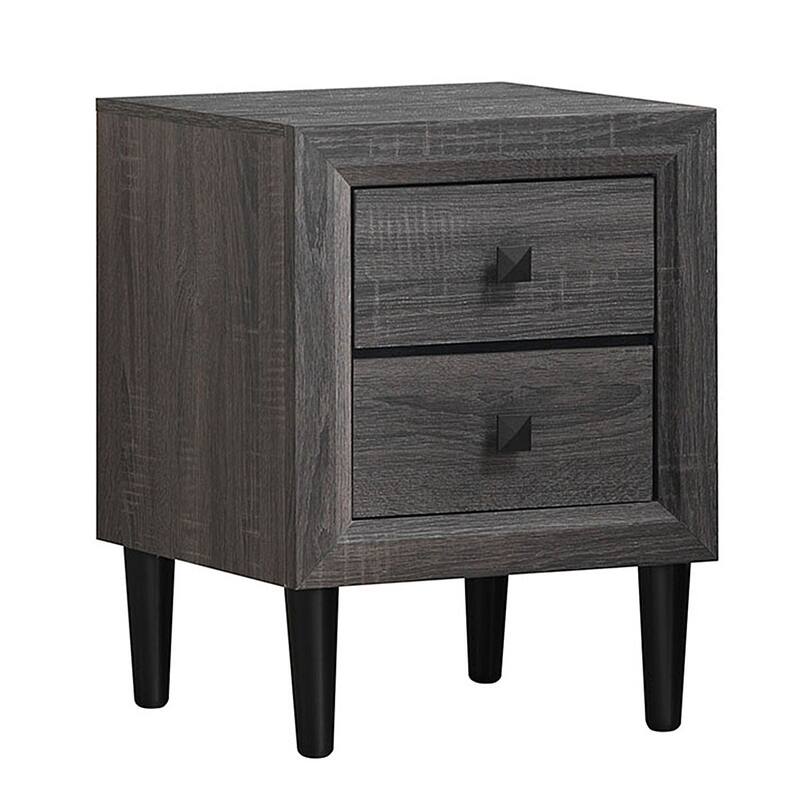 Costway Nightstand W/2 Drawers Multipurpose Retro Grey Bedside Table