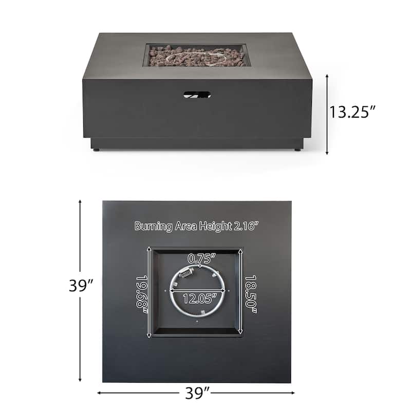 Wellington Outdoor 50,000 BTU Square Fire Pit (No Tank Holder) by Christopher Knight Home