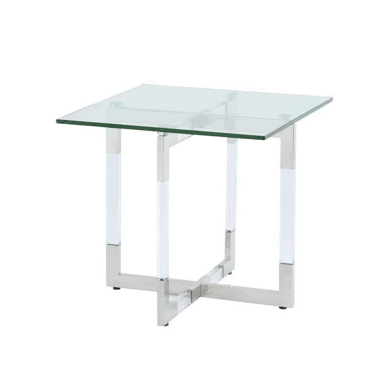 Somette Clear Glass and Acrylic Lamp Table - Lamp Table